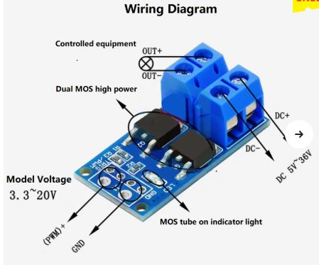 Модуль драйвера MOSFET 15A 400 Вт DC 5В-36В для Arduino
